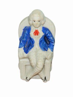 Victorian Style Colonial Man In Blue Coat Figurine Made in Japan